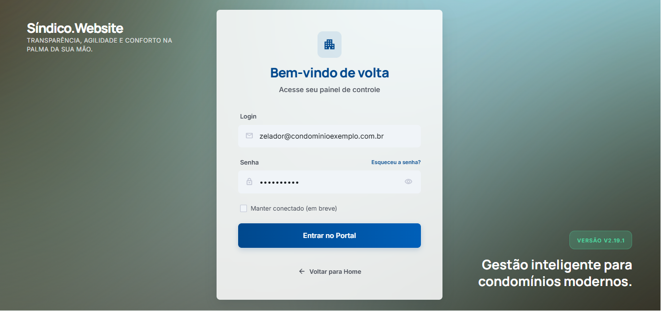 plataforma de gestão condominial com módulos de comunicação, reservas e transparência